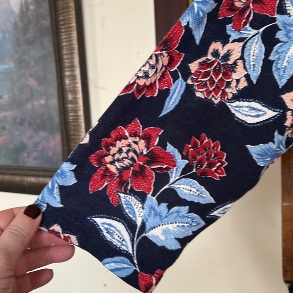 RUBY RD. Navy Blue/Burgundy/Pink/Pastel Blue Floral Peplum Top, Size XL, NWT. - Picture 4 of 8